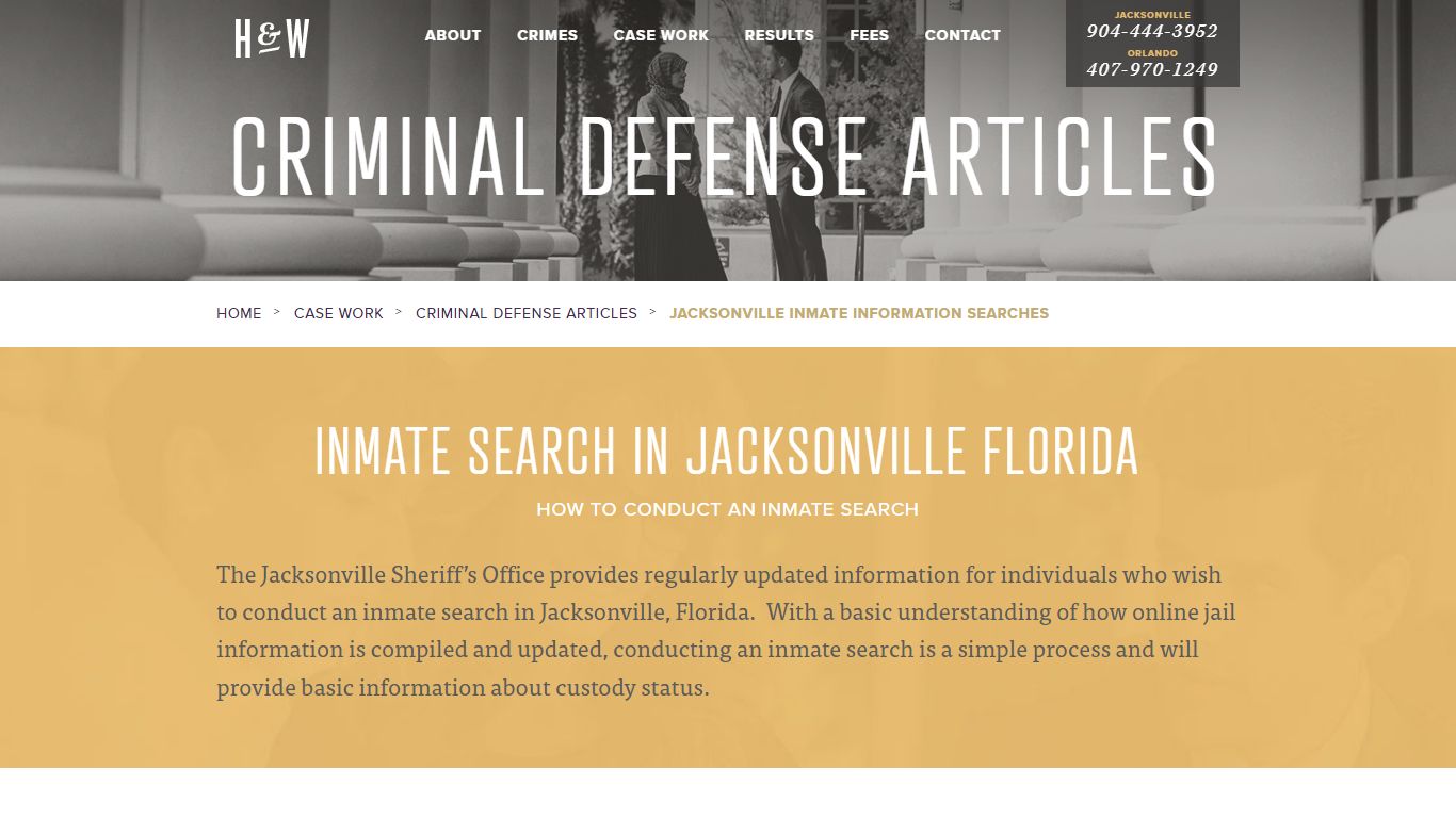 Inmate Search | Jacksonville FL Inmates - Hussein & Webber