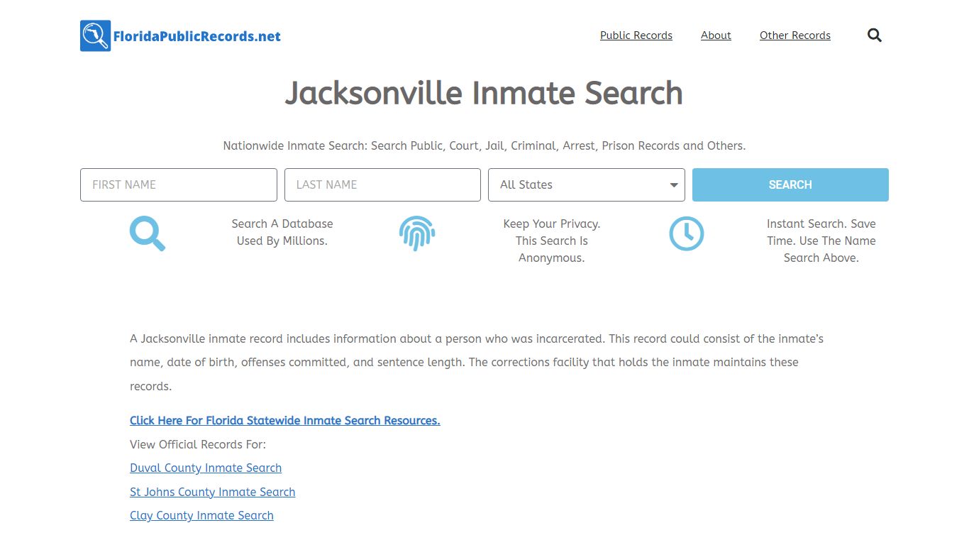 Jacksonville Inmate Search - JSO FL Current & Past Jail Records